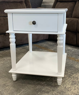 White One Drawer End Table