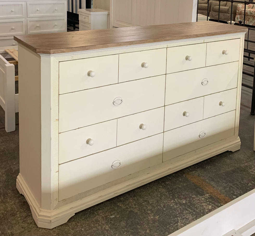Weathered Two-Toned Eight Drawer Dresser