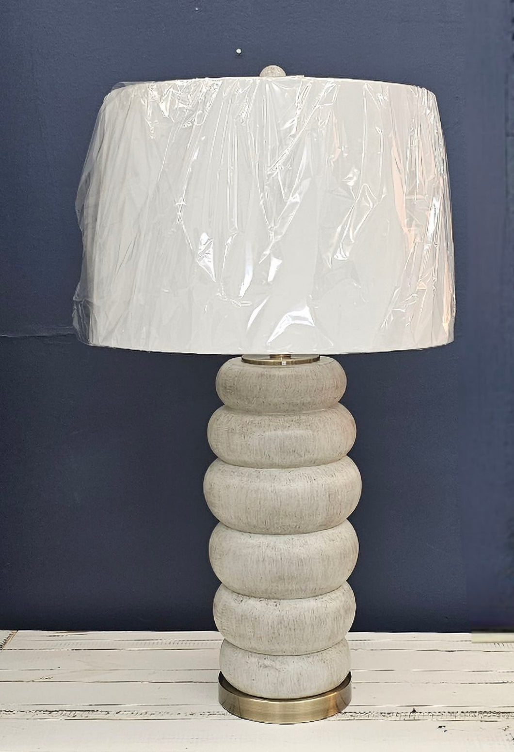 White Washed Stacked Base Lamp