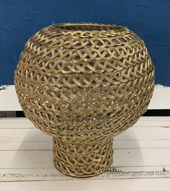 Large Woven Lantern in Antique Gold