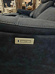Blue Dual-Power Reclining Sofa