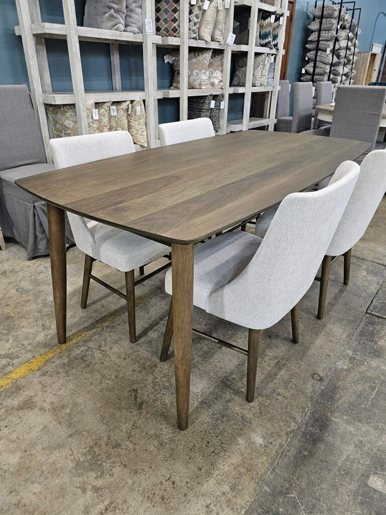 Modern Brown Dining Table and Four Upholstered Chairs