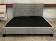 Load image into Gallery viewer, Grey Tufted Queen Platform Bed with Two Drawers