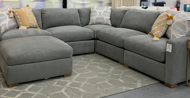 Asher 6 Piece Sectional in Grey Corduroy