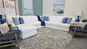 Four Piece White Sectional with Chaise