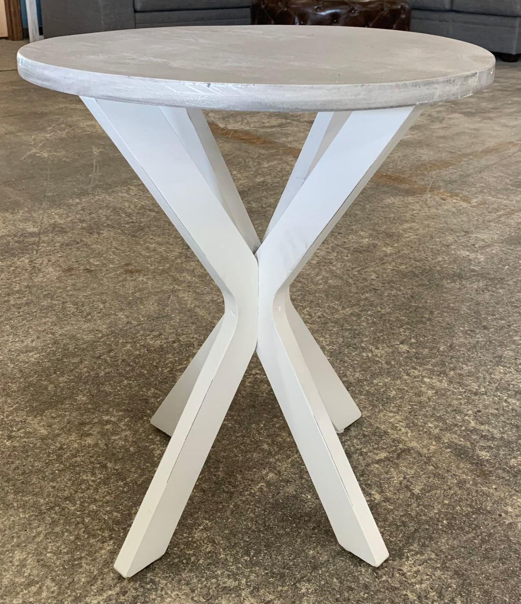 Distressed White Accent Table