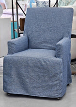 Load image into Gallery viewer, Rowe Finch Dining Slipcovered Arm Chair in Ocean Blue