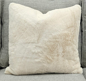 Cream Faux Fur Down Pillow 19"