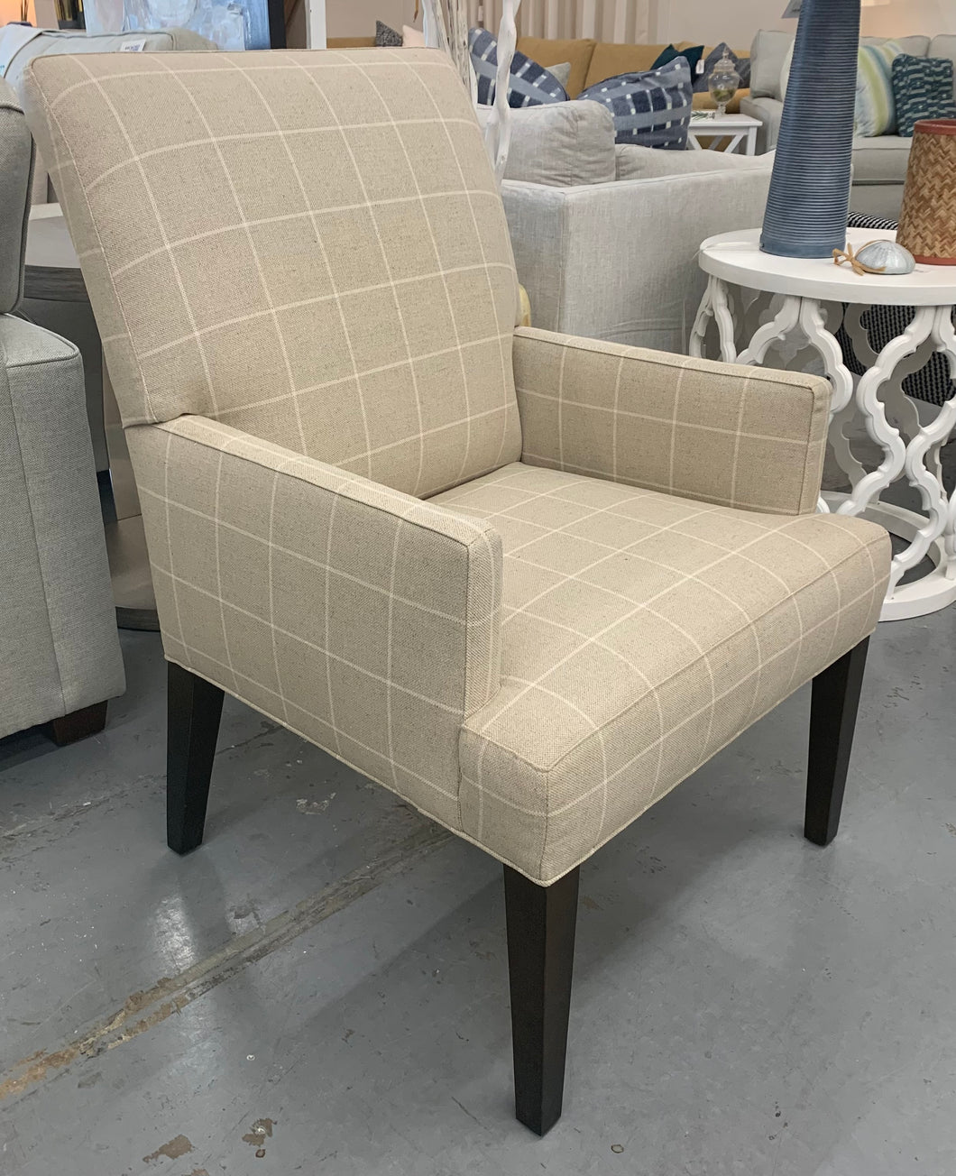 Rowe Finch Dining Arm Chair in Beige Squares