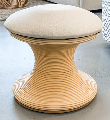 Rattan and Upholstered Stool