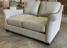 Load image into Gallery viewer, Linen Rolled Arm Loveseat-Repaired