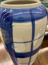 Load image into Gallery viewer, Tall Blue &amp; White Plaid Vase *damaged