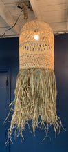 Load image into Gallery viewer, Rattan and Raffia Hanging Chandelier