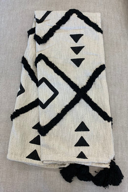 Natural and Black Throw with Tassels