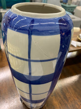 Load image into Gallery viewer, Tall Blue &amp; White Plaid Vase *damaged