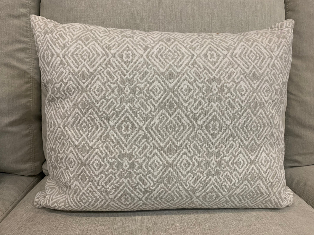 Grey/White Geometric Lumbar Pillow