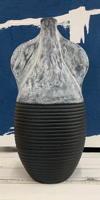 Grey and Black Ribbed Vase