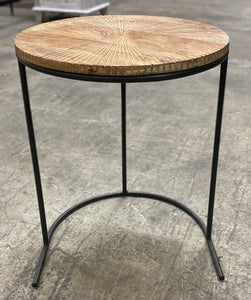 Medium Wood and Metal End Table