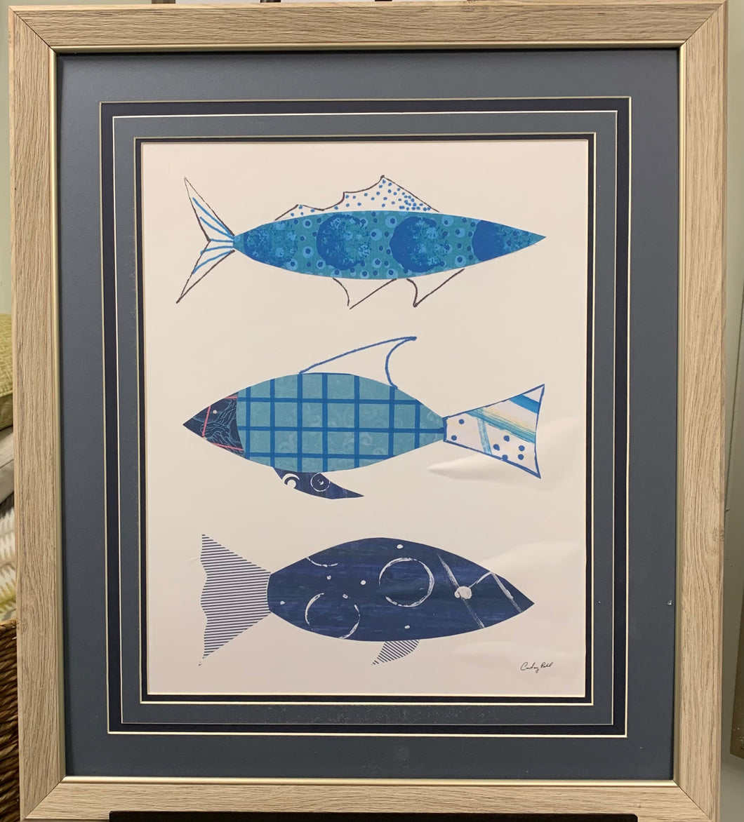 Framed Patterned Fish II Art- Damaged