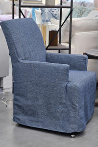 Rowe Finch Dining Slipcovered Arm Chair in Ocean Blue