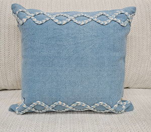 Canal Blue Pillow with Rope Accents
