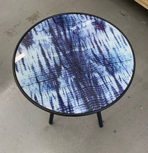 Load image into Gallery viewer, Medium Blue and White Tripod Accent Table
