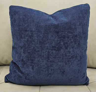 Rowe Blue Distressed Chenille Down Pillow