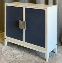 Load image into Gallery viewer, Navy and White Grasscloth Cabinet