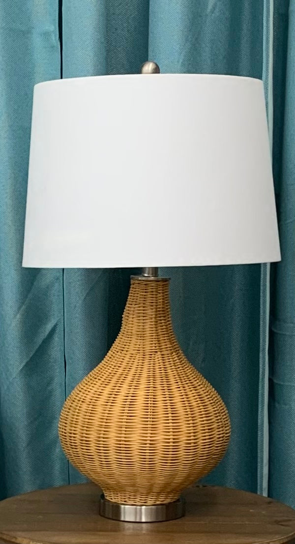 Rattan Table Lamp with Tapered Shade