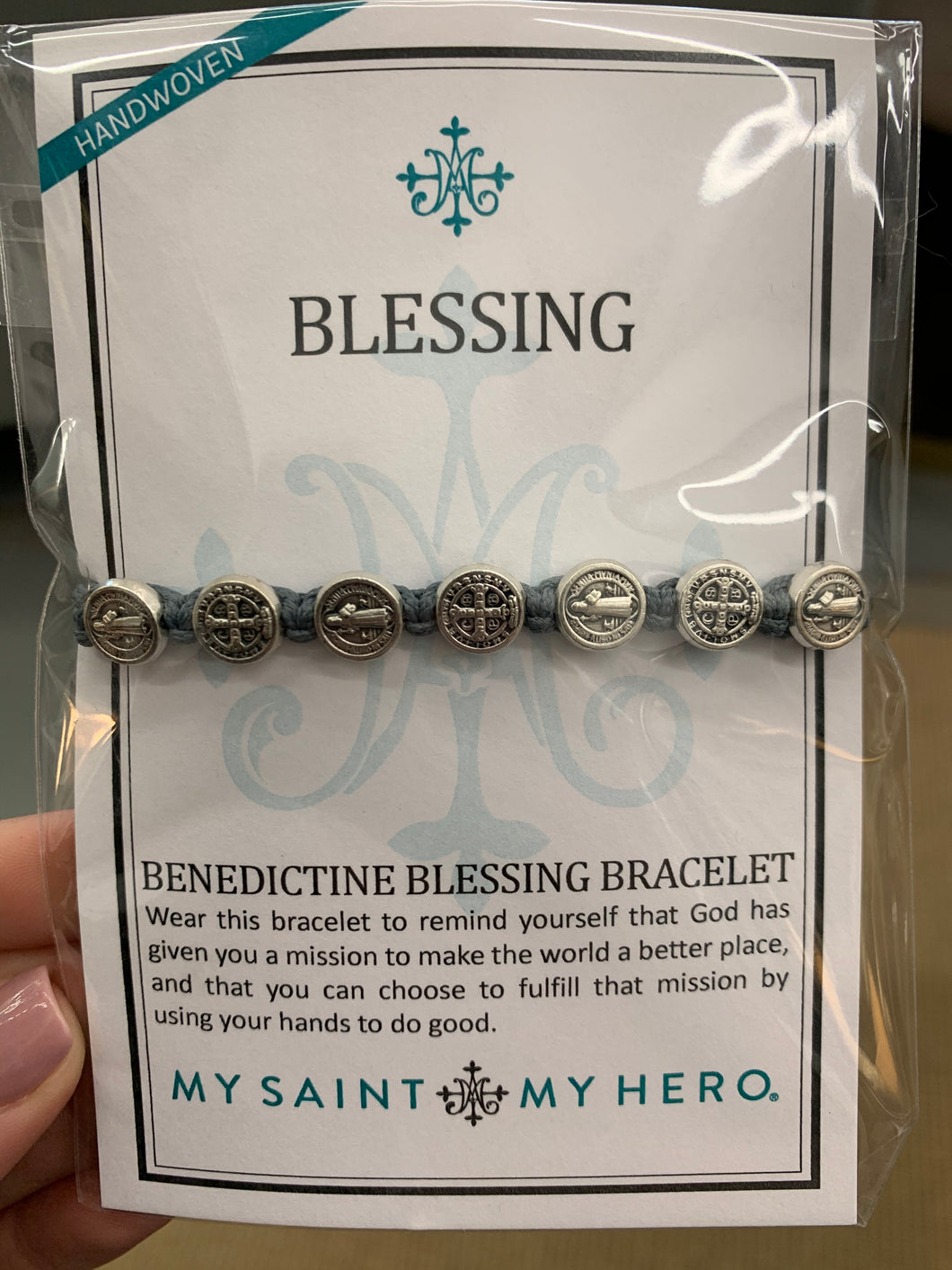 Benedictine Blessing Bracelet- Slate/silver