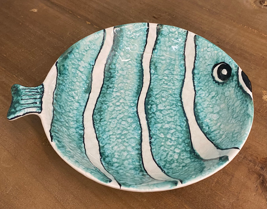 Edelweiss Turquoise and White Fish Bowl
