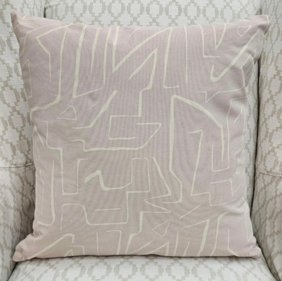 Dusty Pink and Cream Abstract Lines Pillow