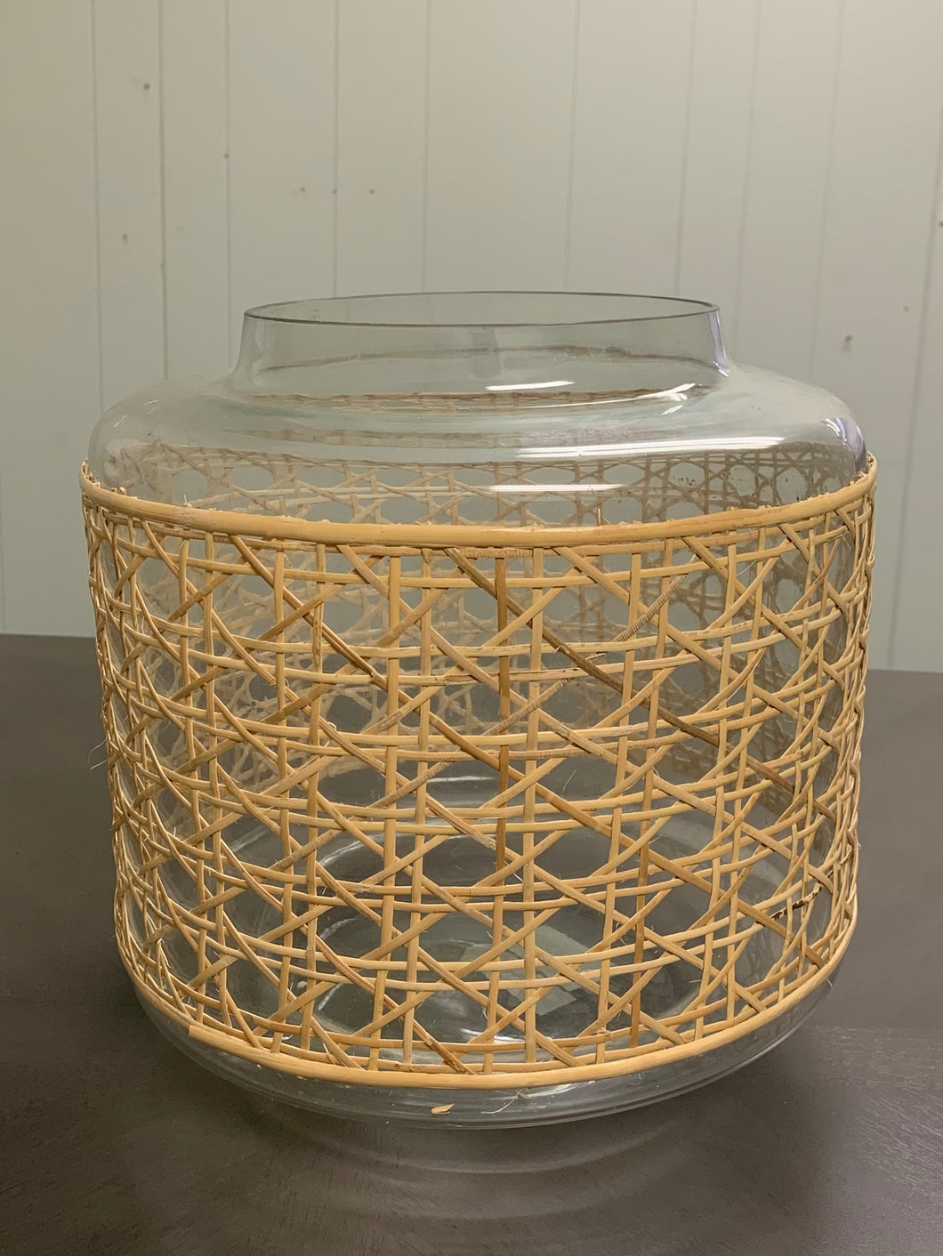 Glass Vase with Rattan Overlay