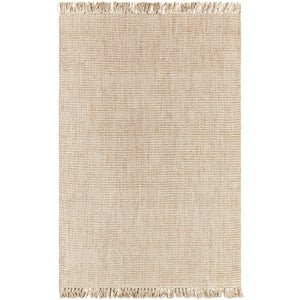Beige Chunky Natural Rug with Fringe: 6' x 9'