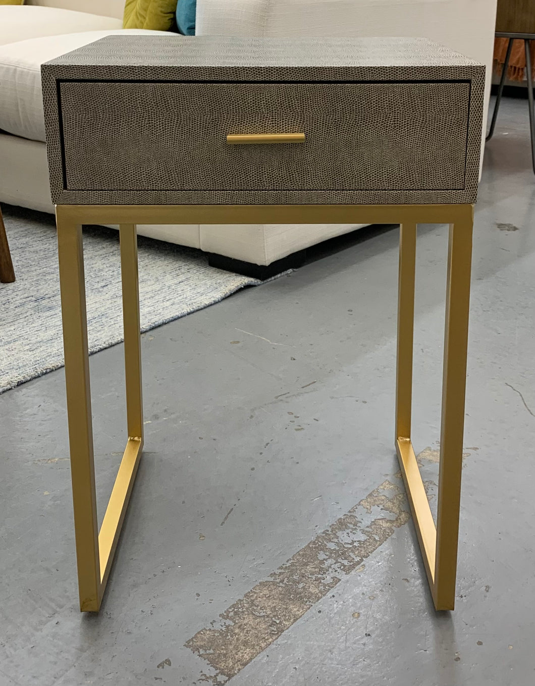 Grey Faux Shagreen Accent Table