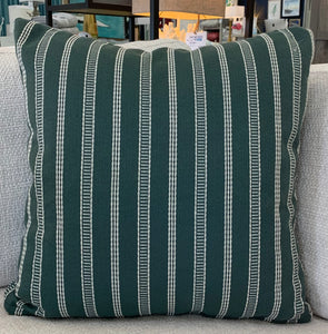 Green and White Striped Down Pillow