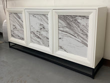 Load image into Gallery viewer, White Faux Marble Front Credenza