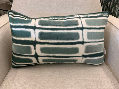 Eucalyptus Lumbar Pillow with Velvet Appliqué and Piping